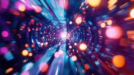 Poster - Colorful blurred texture of a spaceship in a 3D cartoon rendering suitable for movie or galaxy events
