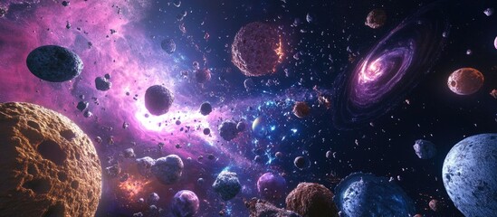 Poster - Cartoon rendering in 3D of a space pattern featuring death in space
