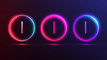 Poster - Progress indicators, including load or download and upload icons for websites, vector circular graphs, circle loaders, and speed or percentage status bars, designed with neon gradients for web pages.
