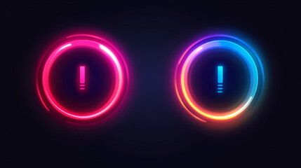 Poster - Progress indicators, including load or download and upload icons for websites, vector circular graphs, circle loaders, and speed or percentage status bars, designed with neon gradients for web pages.