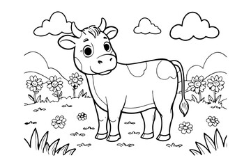 Wall Mural - Coloring page of cow for kids coloring book