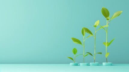 Poster - An inspiring stock photo depicting the growth of a small plant into a flourishing business symbol. The plant sprouts and blooms, symbolizing the stages of growth and success in entrepreneurship. The