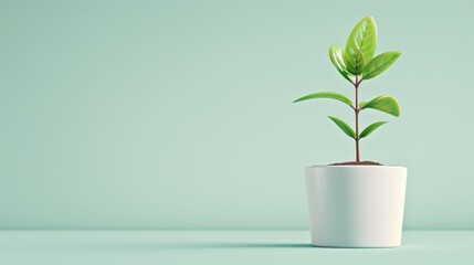 Poster - A symbolic image of business growth illustrated through a plant sprouting and blooming, against a neutral background. The concept emphasizes progress and development in business, with ample room for
