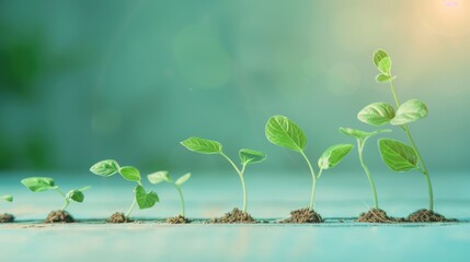 Poster - A visual representation of business growth and maturation, featuring a sequence of plant growth stages from small to large, emphasizing progress and achievement.