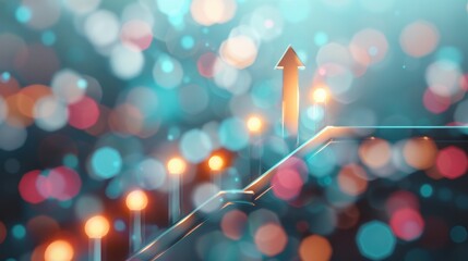 Poster - A conceptual image illustrating the idea of business success and growth, with a glowing light symbolizing progress and prosperity. The image features a backdrop ideal for adding text or other