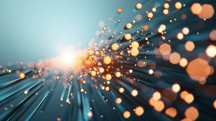 Poster - An abstract representation of business expansion and success, portrayed through glowing rays of light emanating from a focal point. The composition offers plenty of room for adding customized