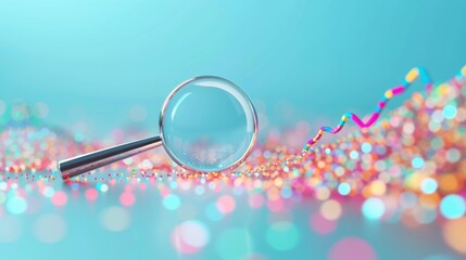 Poster - A creative depiction of business growth, with a magnifying glass focusing on a digital chart displaying upward trends. The image includes expansive copy space for inserting relevant messages or