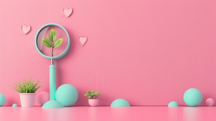 Poster - A visual metaphor for business development, showcasing a magnifying glass enlarging a small, budding plant surrounded by icons of growth and success. The design includes generous space for