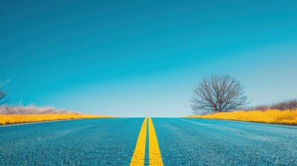 Poster - A metaphorical image of a road stretching into the distance under a clear blue sky, representing the journey of business growth and progress, with ample space for personalized messaging.