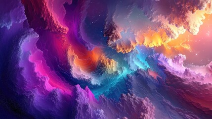 Poster - Color Dream Series A composition of gradients and spectral hues exploring themes of imagination creativity and artistic expression through 3D fractal rendering