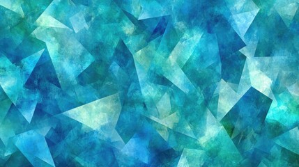 Poster - Abstract polygonal border featuring shades of blue and green triangles