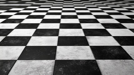 Poster - Black and white checkered floor texture 3D computer generated illustration