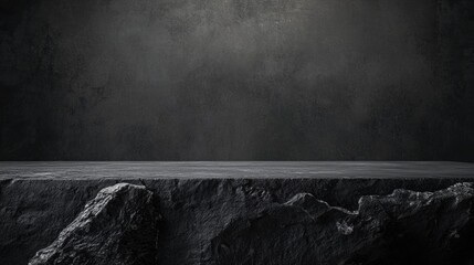 Poster - Dark stone tabletop with a minimal background ideal for product presentation A scene designed for mock up displays in a minimalist style featuring ample copy space