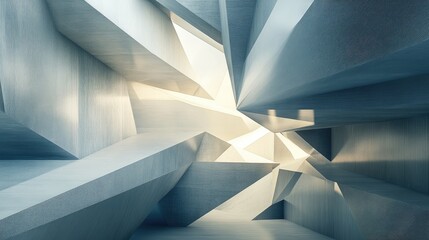 Architectural illustration featuring a geometric background in 3D design