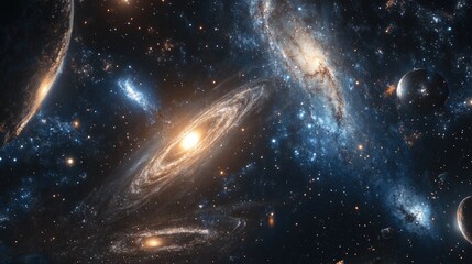 Poster - celestial bodies in a vast universe showcasing the beauty of stars and a galaxy in a boundless space