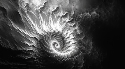 Poster - Black and white digital abstract fractal background created using computer graphics