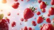 © Ndoomyim - Fresh Red Strawberries Falling in Air  Summer Fruit   Juicy Berries   Food Background