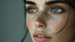 © raja - Close-up Portrait of a Woman with Freckles and Blue Eyes