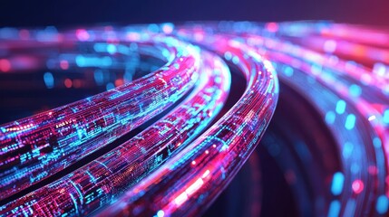 Poster - Abstract Neon Lights Futuristic Technology Background