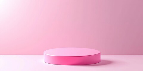 Fototapete - Minimalist 3D pink cylinder podium with abstract geometric shapes Rendered illustration for showcasing products