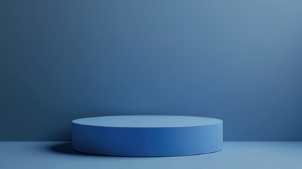 Poster - Minimalist blue podium 3D rendered blue platform Contemporary display stand 3D podium render