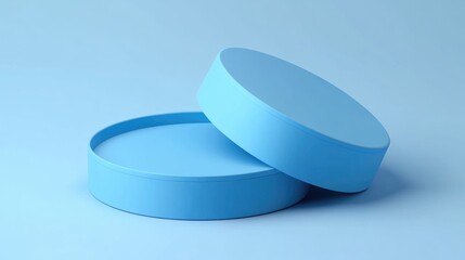 Poster - Blue Empty Round Box Display Blank Circular Base Holder for Products 3D Render