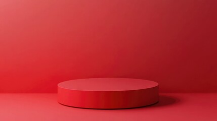 Aufkleber - Red pedestal on red background in side view Platform for design display Product promotion stand 3D rendering