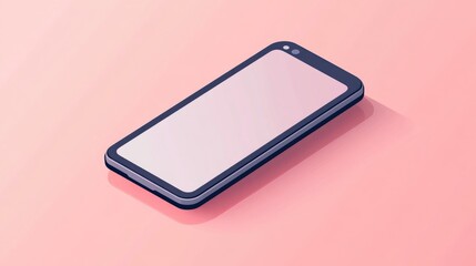 Minimalist 3D isometric illustration of a smartphone in a side perspective view Suitable for infographics or UI design presentations