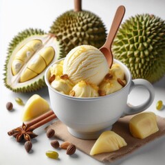 Wall Mural - durian ice cream with durian as background