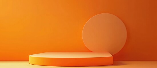 Aufkleber - Abstract orange geometric shape podium for product presentation against an orange backdrop 3D rendering