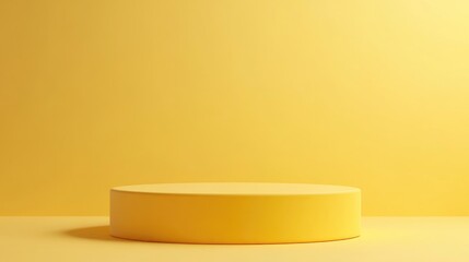 Poster - 3D yellow cylinder podium against a minimal studio backdrop Abstract geometric shape illustration render for showcasing seasonal products