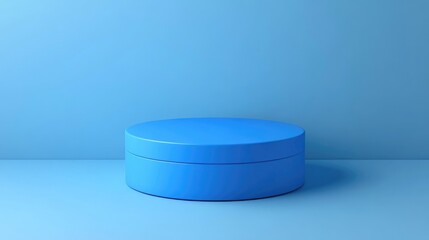 Poster - Blue Empty Round Box Display Blank Circular Base Holder for Products 3D Render