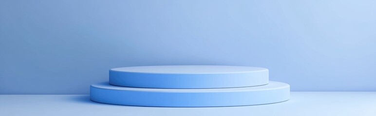 Poster - Blue 3D rendered podium with clipping path isolated on a white background