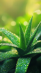 Sticker - Plant leaves covered with morning dew