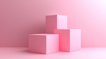 Abstract 3D pink cube and box podium in a minimal studio background Geometric shapes designed for displaying cosmetic and fashion products for special occasions