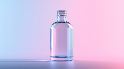 Aufkleber - Clear bottle displayed on a gradient background mockup in a 3D scene