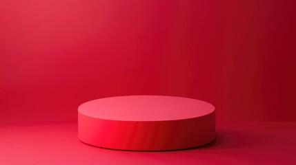 Poster - Minimalist studio background featuring a 3D red cylinder podium Abstract geometric shape object illustration render ideal for showcasing summer holiday products