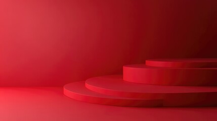 Poster - Red abstract vertical background for product display 3D rendering