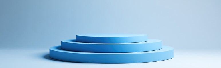 Poster - Blue 3D rendered podium with clipping path isolated on a white background