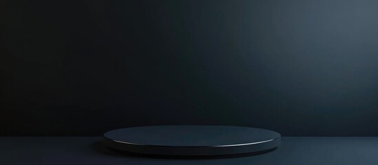 Poster - Empty black podium in a minimalist style suitable for product display with a black background 3D rendering