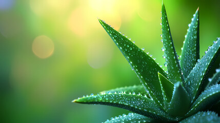 Plant leaves covered with morning dew