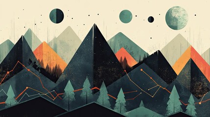 Poster - A graphical representation of the business cycle, showing peaks, troughs, and trends.