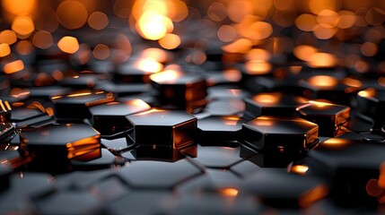 Wall Mural - A close-up image of glass pebbles with a black background featuring colorful reflections,