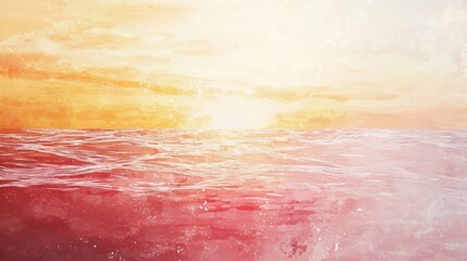 Wall Mural - Watercolor Sunset Over a Pink Ocean