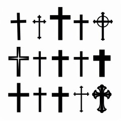 Wall Mural - Cross icon, christianity religion symbol, christian sign, cross shape, church emblem, catholicism symbol