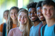 © 수동 김 - A group of smiling young students standing in line