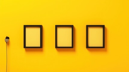 Sticker - Three Empty Frames on Yellow Wall