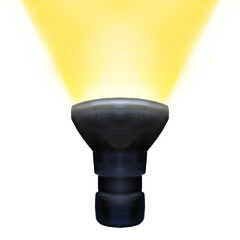 Flashlight, electrical torch light on transparent background crayon illustration