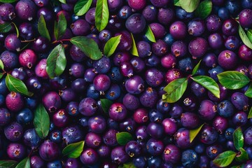 Wall Mural - Blackthorn berry texture background, Prunus spinosa fruits pattern, many sloe berries mockup, sloeberry banner