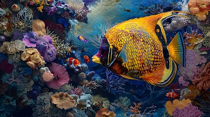 Tropical Fish in a Colorful Coral Reef.